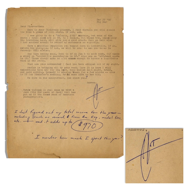 Hunter S. Thompson Letter Signed, With Funny Content -- ...C-J wants a story on...off-beat spots in SF. These should make me sick enough to become a legitimate ward of the state...